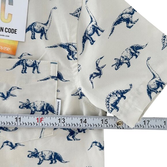 Sovereign Code Dinosaur Print Cotton Button Down Short Sleeve Shirt NWT (7) - Picture 7 of 14